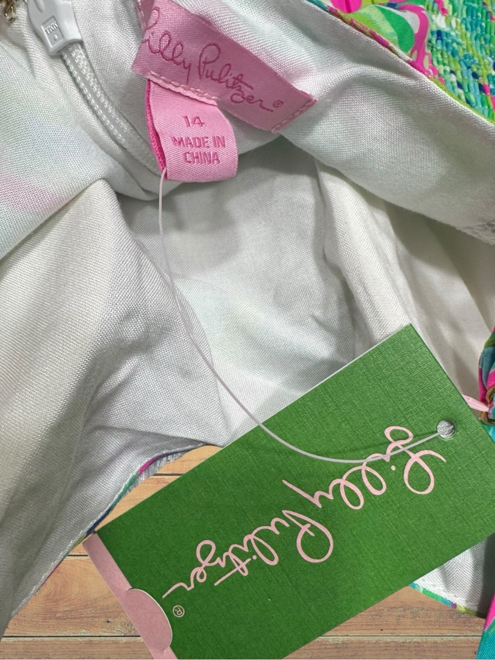 Lilly Pulitzer Morgana Shady Lady Tiered Ruffle Pink & Green Dress Size 14 NWT - Picture 2 of 16